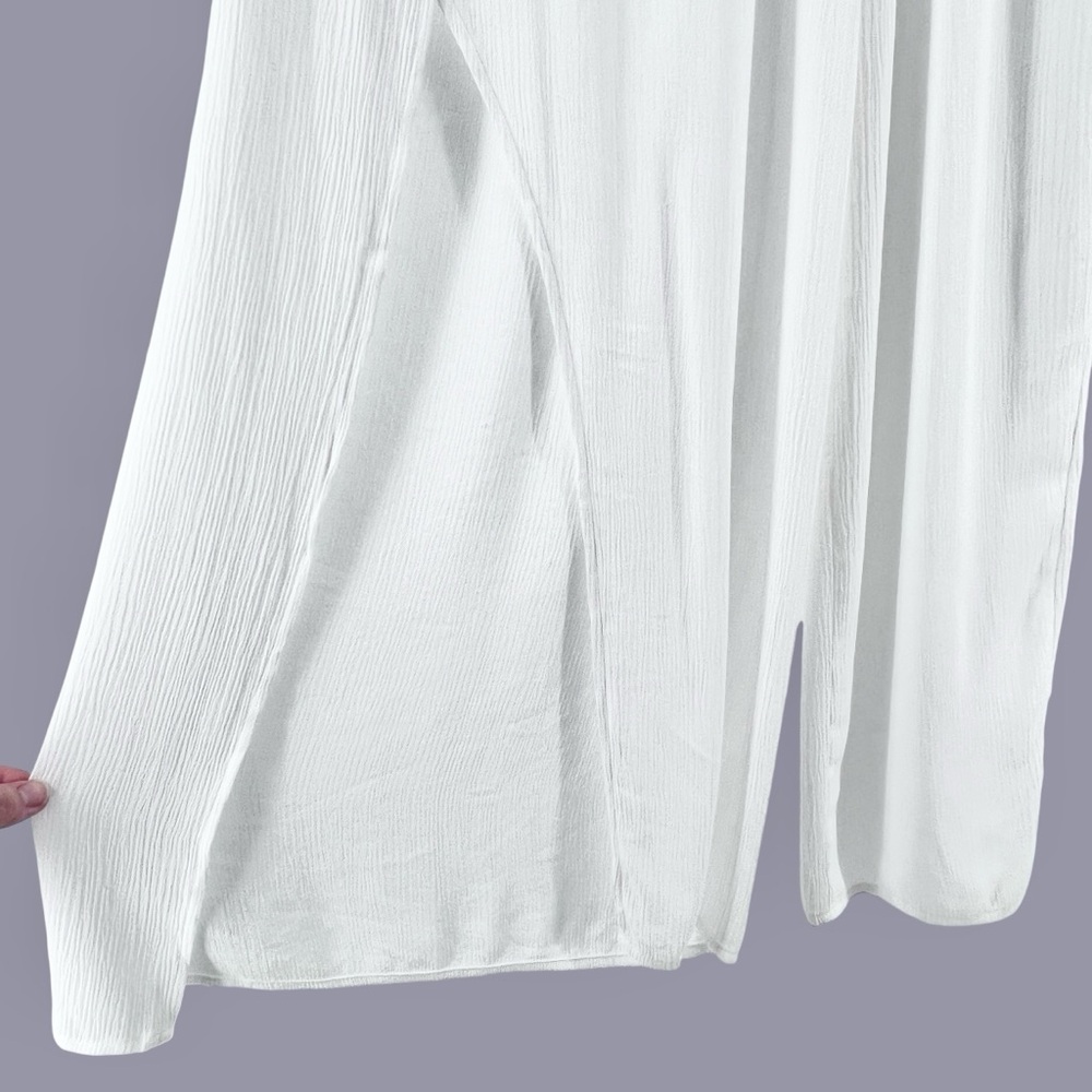 Kona Sol NWT Split Wide Leg Tie Front Pants Sz M White Gauzy Swim Cover Up Sheer - Picture 3 of 15
